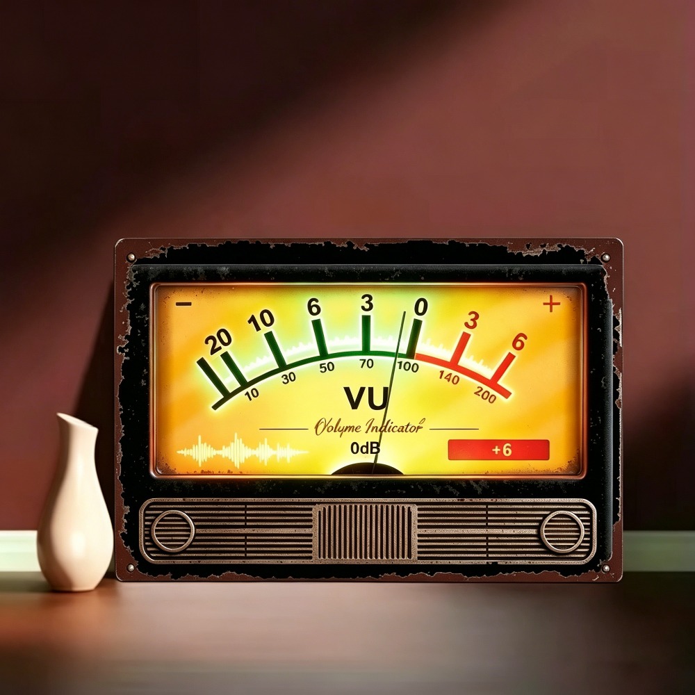 Audio Music Logo - 레트로 VU 볼륨 표시기 금속 로고