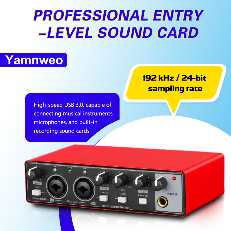 Audio Music Production - YAMNWEO MD21 레드 USB 오디오 인터페이스