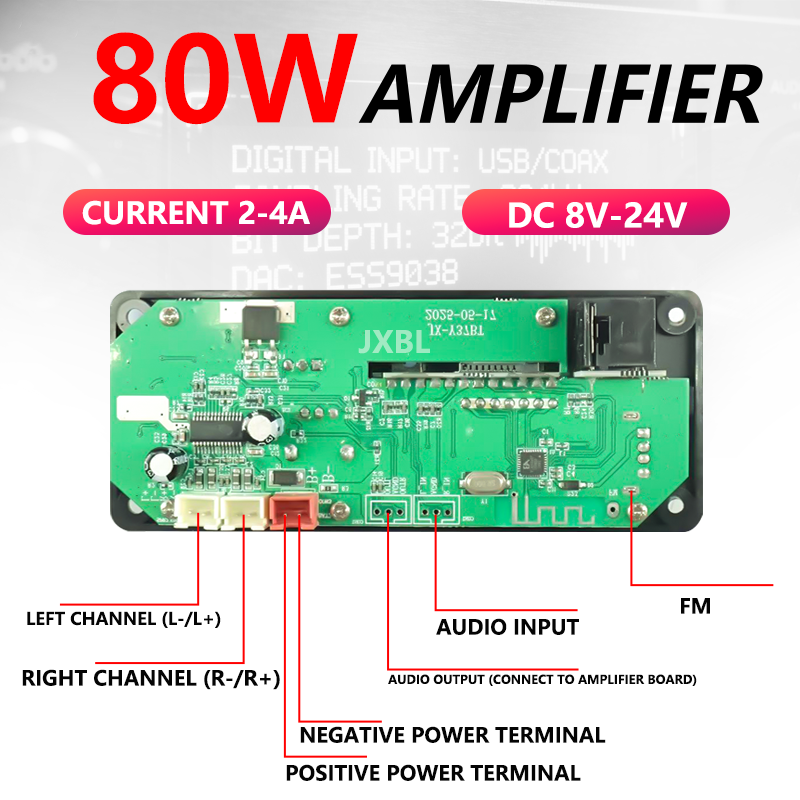 80W 블루투스 5.0 MP3 디코더 보드 2x40W  - Audio Music App 리뷰 및 가격