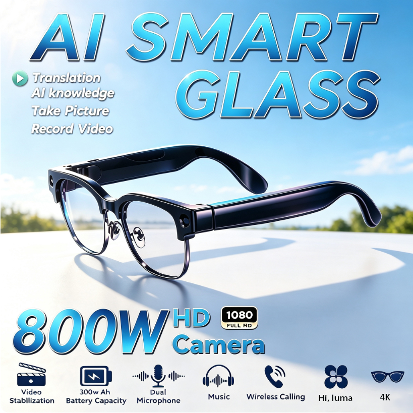 800W HD 픽셀 스마트 안경 남녀공용 AI 인식 다 - Audio Music Ai 리뷰 및 가격